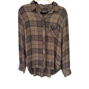 Rails Hunter Olive Shadow with Flocked Stars, Size Small